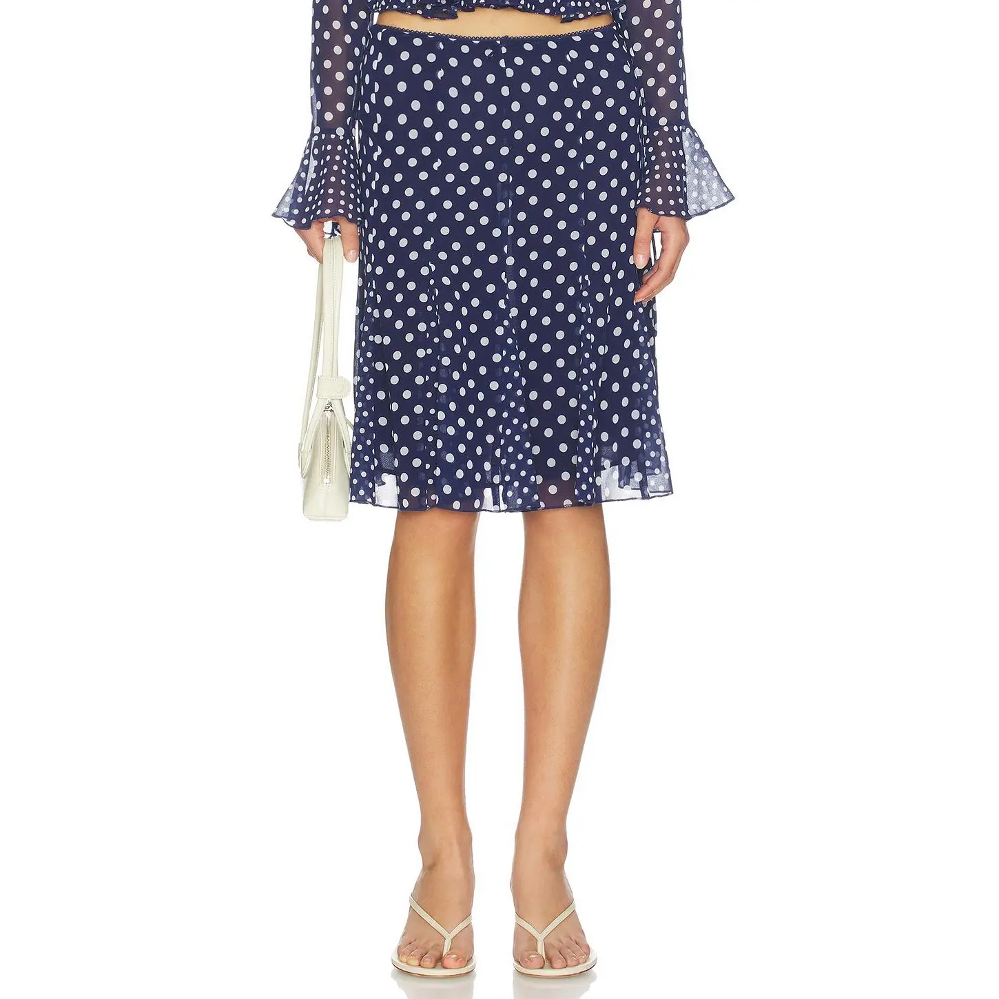 GUIZIO Paloma Skirt in Navy Polka Dot
