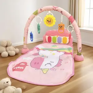 Baby Fitness Rack Toy, Newborn Musical Foot Pedal Mobile, Baby Piano Play Mat, Early Education Blanket Gift for Boys and Girls