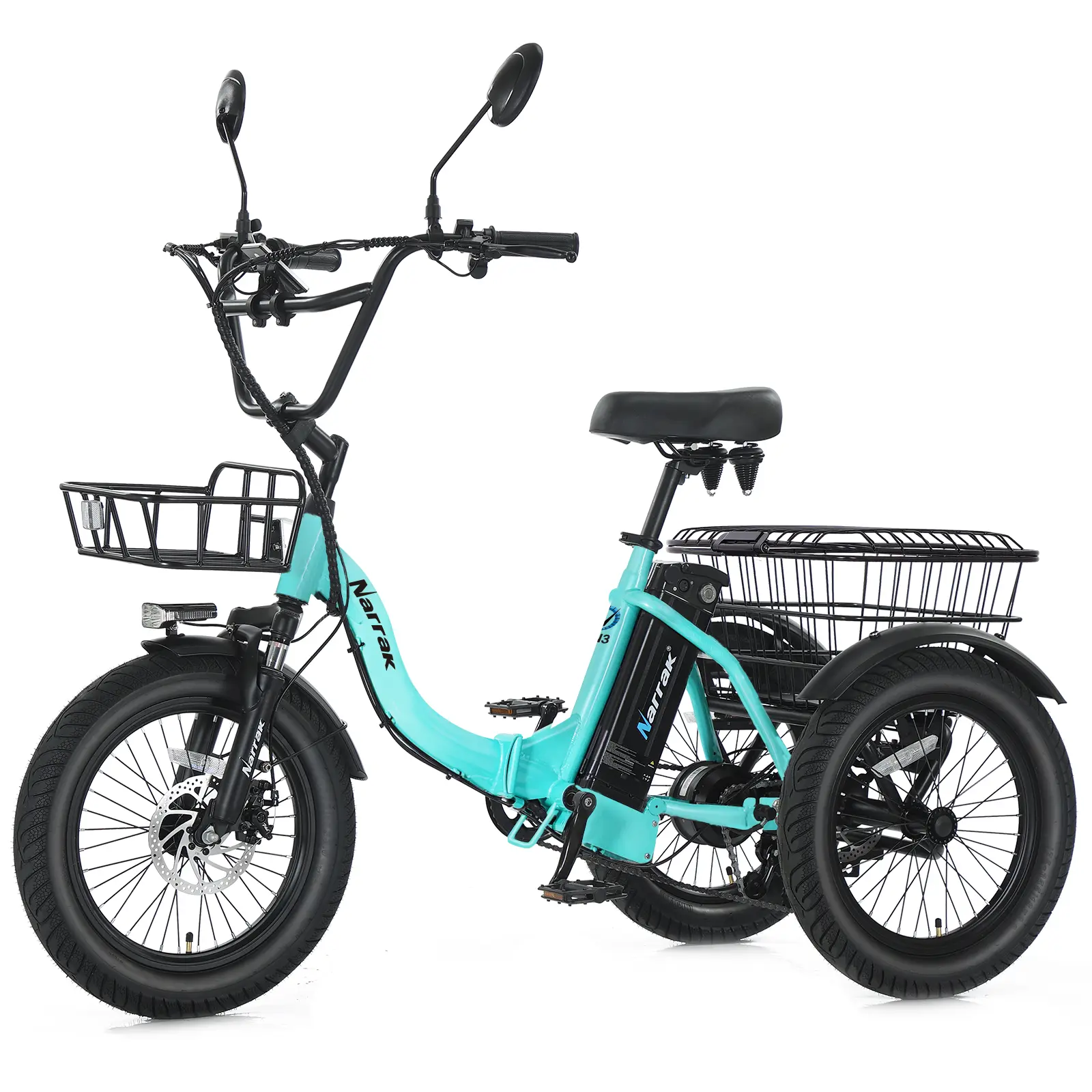 Folding Electric Tricycle for Adults 3 Wheel Electric Bike Fat Tire N3 700W–1100W with Removable Battery & Large Basket for Groceries & Cargo, for Daily Use & Shopping for Women Men for seniors