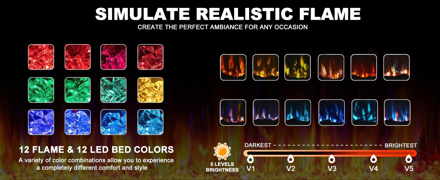 【2 Packages Shipping】PUKAMI Floating Fireplace TV Stand 70'' Wall Mounted Shelf, LED Light Entertainment Center and Storage, Modern Wood Media TV Console with Highlight Cabinet for Living Room