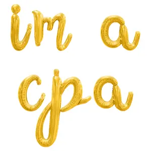 Cursive Script Letter Balloons - IM A CPA 16" Inch Alphabet Letters Foil Mylar Balloon Accounting Graduation Party Banner