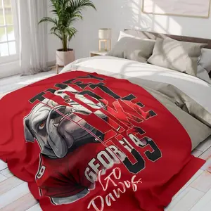 Georgia Bulldog UGA Themed Arctic Fleece Blanket, Ultra Soft Warm All-Season Flannel Throw, Must-Have for Camping Home Bedroom Game Day, Perfect Football Fan Gift for Christmas Birthday Holidays and Team Supporters