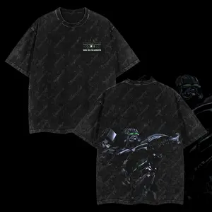 Superstyle Zeus - Real Steel Edition Double Printed Oversize Lightweight Acid Washed Tee TV Series Graphic Design Top Cotton Streetwear Movie T-Shirt Clothes Menswear Womenswear Apparel Classic