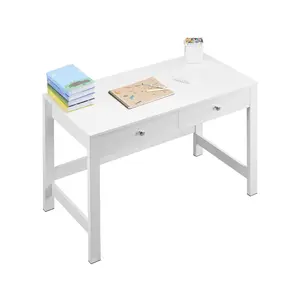Summervibes VEVOR Small Desk with Drawers, Kids Desk for Bedroom, Modern Simple Study Table for Drawing, Reading, Writing, Rectangle MDF Furniture Study Storage Table for Home, Office, White