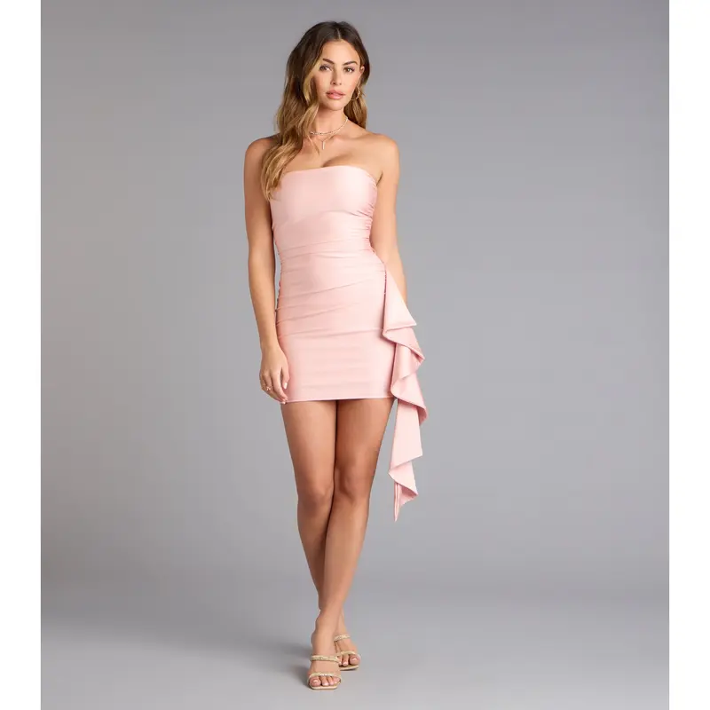 ruffled tube top dress - TikTok Shop