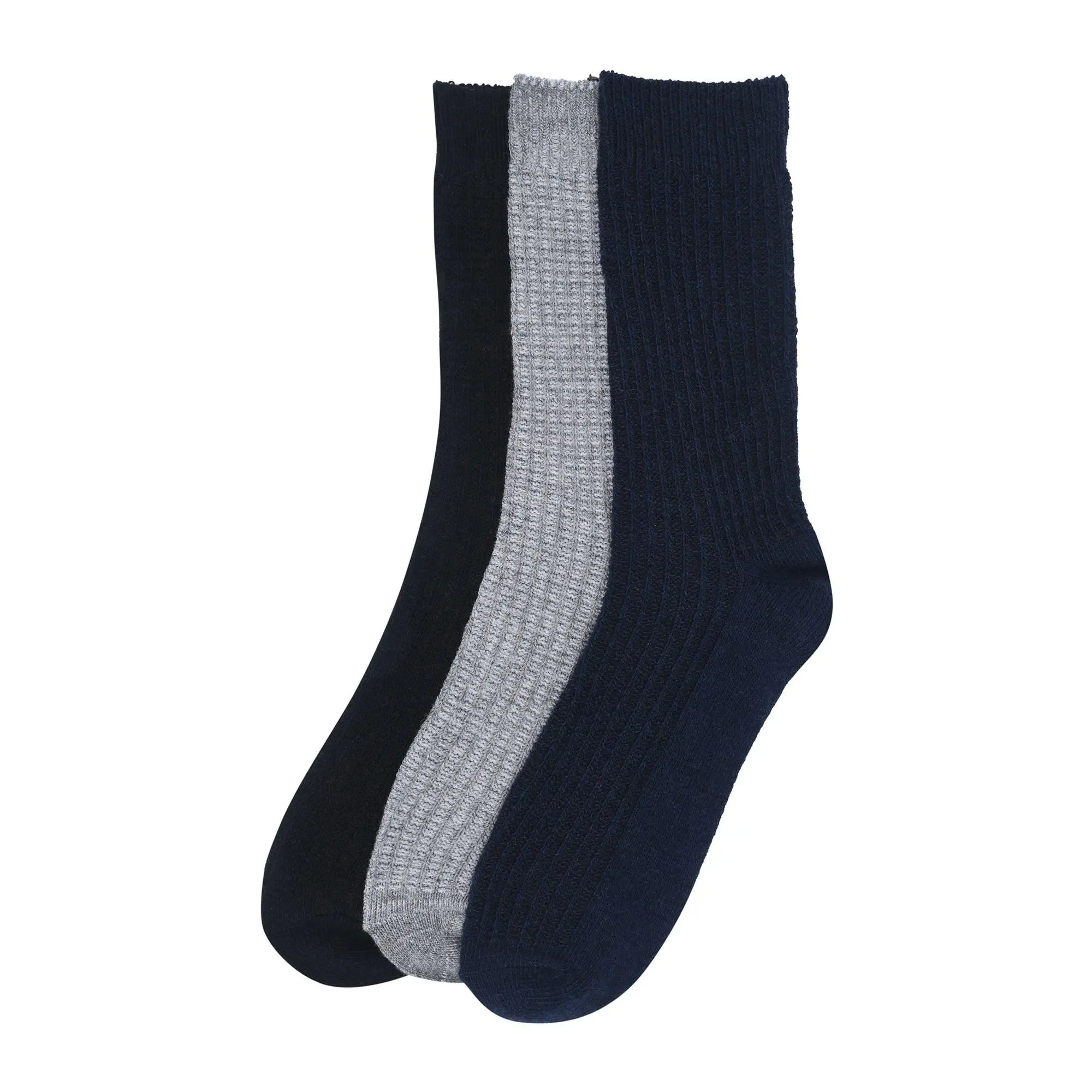 Gaahuu Womens 3-pk Textured Wool Blend Socks