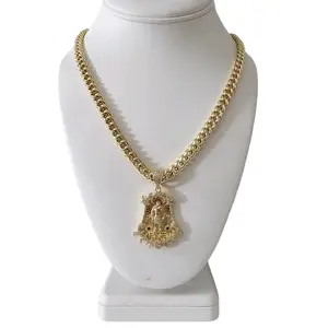 Valdiviajewery #1935 Saint Lazarus necklace and pendant, 14k gold plated, high quality