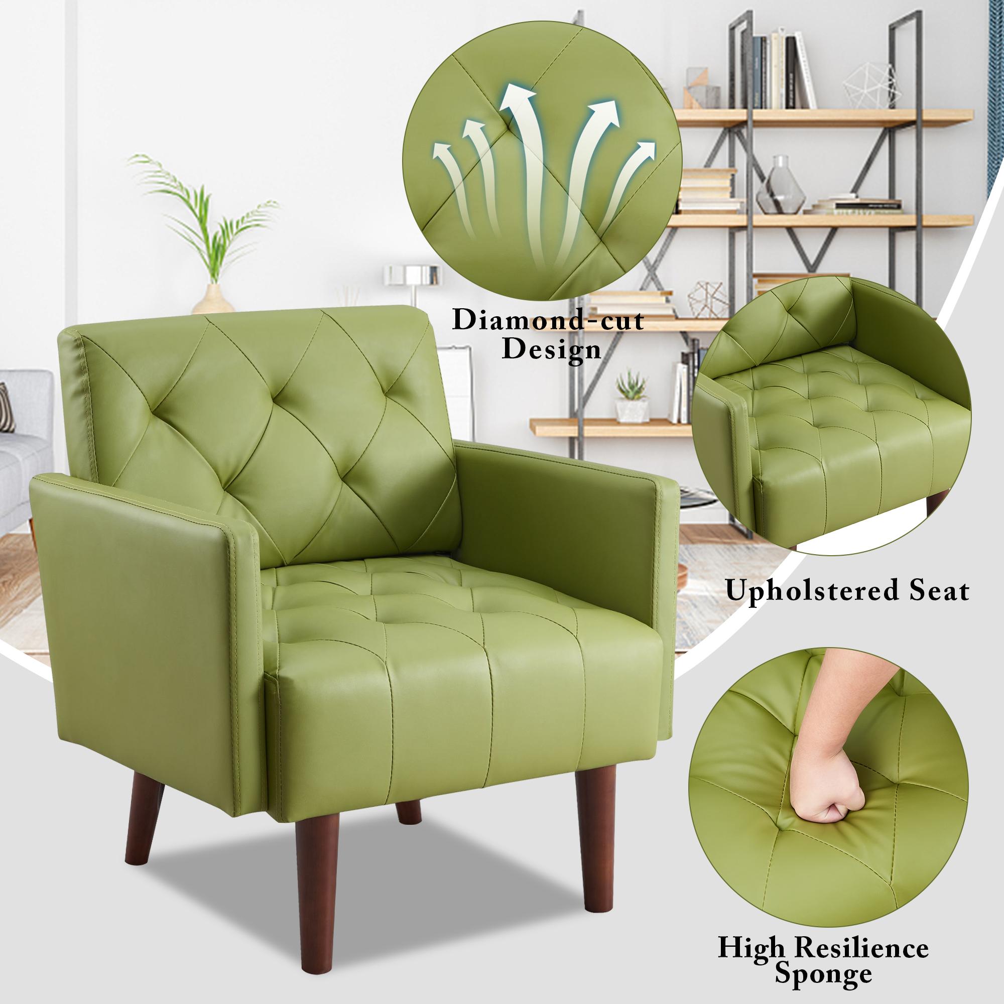 Oversized Single Sofa Chair ,Tufted Upholstered Accent Chair,Wide Backrest Reading Chair ,PU Fabric Thick Cushion Armchair  Decorative Chair for Living Room,Bedroom,Office