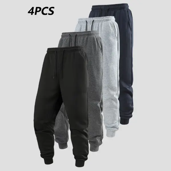 Men's Solid Color Basics Sweatpants - Casual Male Clothing, Comfy Mid-Waist Drawstring Elastic Waist, Easy-to-Style Athletic Joggers for Spring Autumn Streetwear, Machine Washable Bottoms