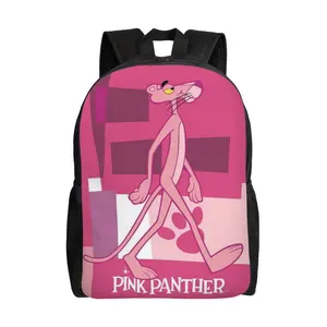 Lightweight Pink panther movies Backpack Cute Cartoon The pink panther show Travel Casual Laptop Backpack 17 inch Outdoor Daypack Pink panther essentials for birthday, anniversary, party gifts