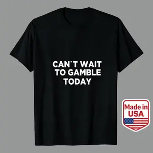 Black Casual T-Shirt With Bold White Text Saying Can't Wait To Gamble Today Perfect For Casino Enthusiasts And Fun-Loving Individuals Ideal For Everyday Wear Or As A Men's Casual Graphic Tees 100 Premium Cotton Unisex Double-Sided Blue cookies graphic tee