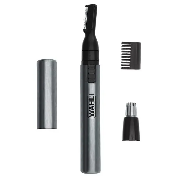 Wahl Micro Groomsman Battery Personal Trimmer for Eyebrows, Nose & Ear | Compact Quick Touch-Up Hair Trimmer For Eyebrows, Neckline, Nose, And Ear Hair With Rinseable Heads – Model 5640-600