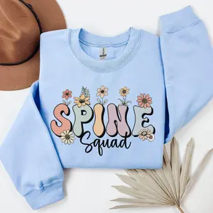 Spine Squad Retro Floral T-Shirt OR Sweatshirt , Ortho Joint Spine Doctor ,  Orthopedic Chiropractor Spinal Doctor Bone Doctor tee Cotton Crewneck