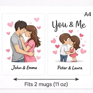 Custom Sublimation Sheet for 11 oz Mug – 2 Designs (A4)