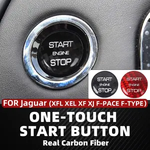 Real Carbon Fiber Car Engine Start Stop Button Interior Trim Cover Stickers For Jaguar XFL XEL XF F-PACE F-TYPE Auto Accessories Black and Red Are Available Anti-Scratch Protection Enhances Texture for a More Premium Look