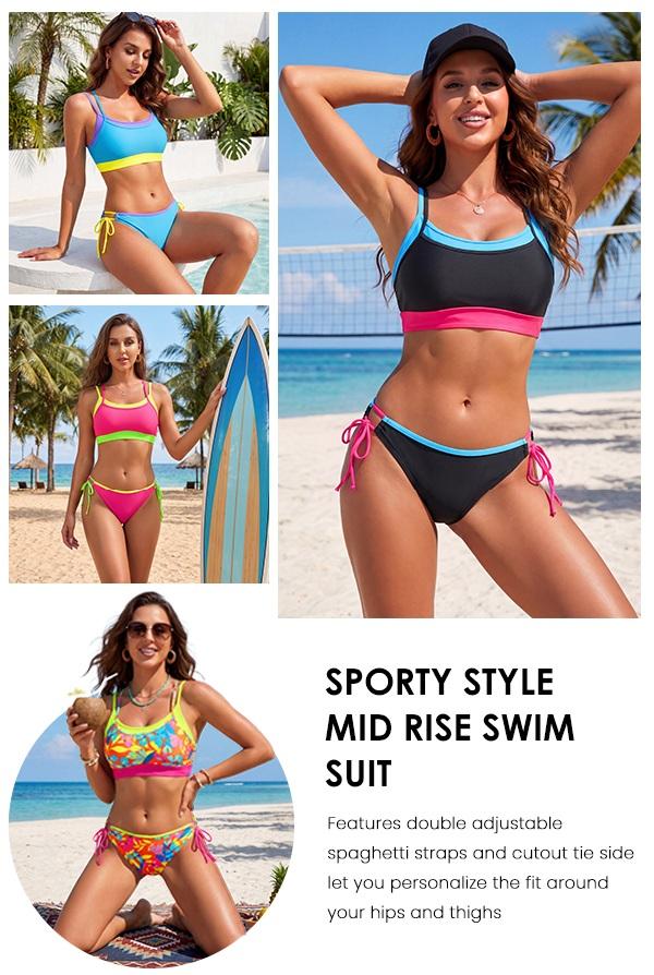 Blooming Jelly Womens Bikini Sets Color Block 2 piece Swim Suits 2026 Sporty Supportive Cute Teen Swimsuits #SwimWeek #Summervibes