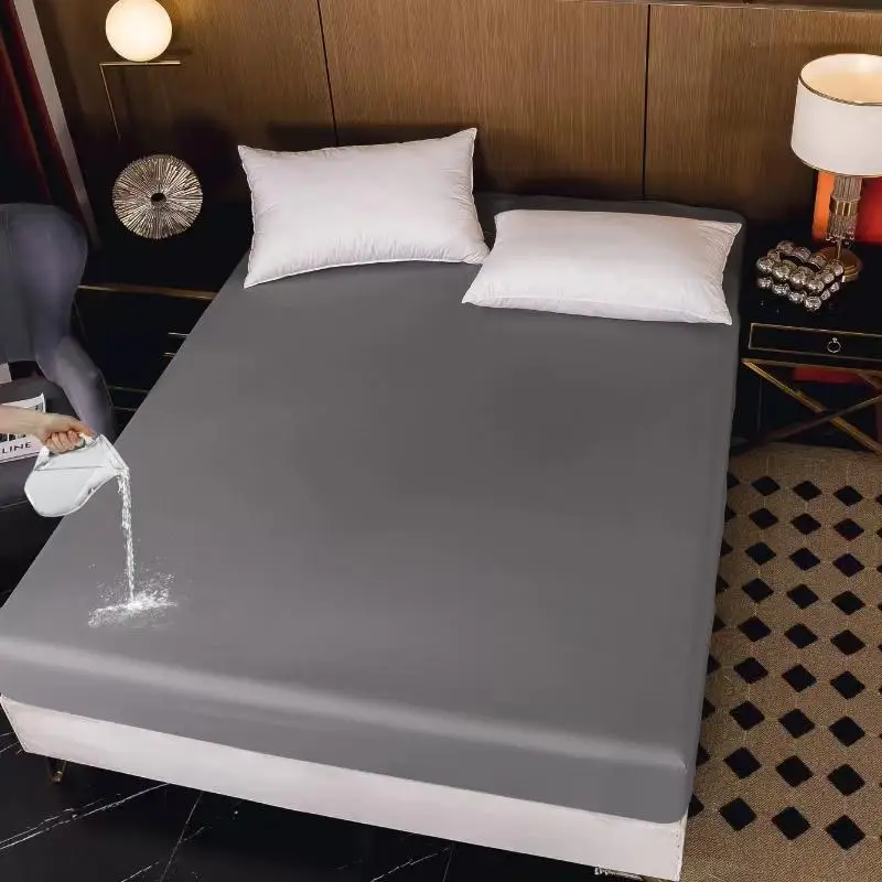 Solid Color Waterproof Fitted Sheet (1 Count), Soft Comfortable Mattress Cover, Cool Bedroom Accessories, Bedroom Gadgets for Home Hotel Dormitory, Ch