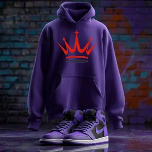 Kings Crown Hoodies - Purple Hoodie with Red Crown Design for Men and Women