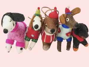 Needle Felt Dog Keychain, Wool Felted Dog Charm, Cute Holiday Dog Bag Charm