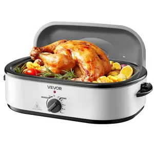 VEVOR Roaster Oven, 18QT Electric Roaster Oven, 150-450 Adjustable Temperature Electric Roasting Pan, Multifunctional Electric Roasters Oven with Self-Basting Lid, Removable Pan and Rack for Holiday