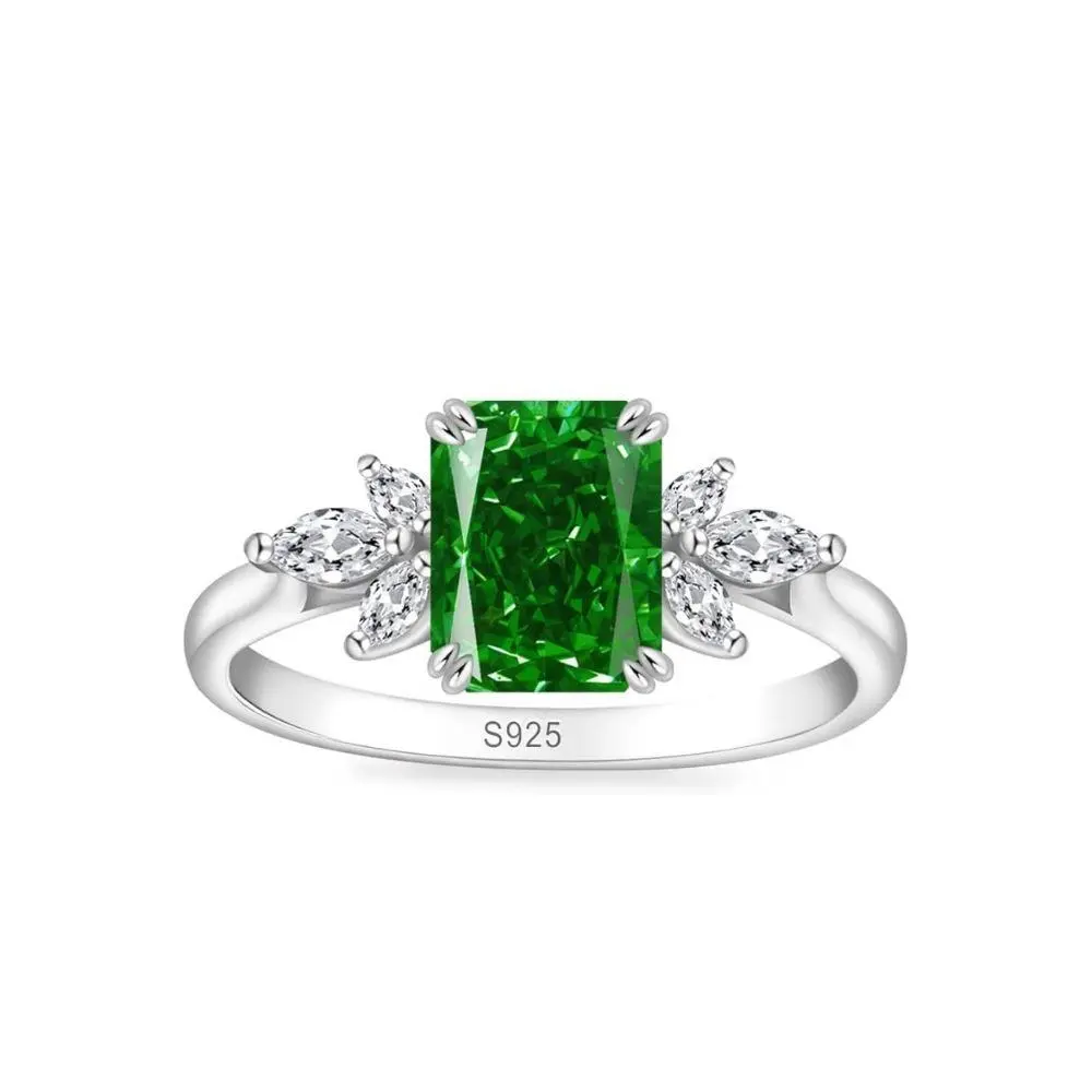Freebird Birthstone Rings for Women 1.5ct Simulated Diamond Radiant Cut Cubic Zirconia Ring