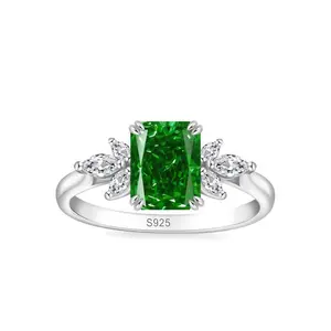 Freebird Birthstone Rings for Women 1.5ct Simulated Diamond Radiant Cut Cubic Zirconia Ring
