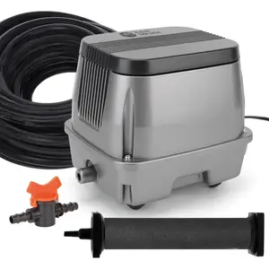 AquaMiracle Koi Pond Aerator Pond Air Pump for Outdoor Ponds, All-in-One Pond Aeration Kit with Self-sinking Airline Flow Control Rubber Air Diffuser