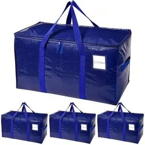 Extra Large Heavy Duty Moving Storage Bags - Waterproof Totes with Handles, Zippers, Foldable for College Dorm, Home Organizer Pack Box Oversized Reinforced