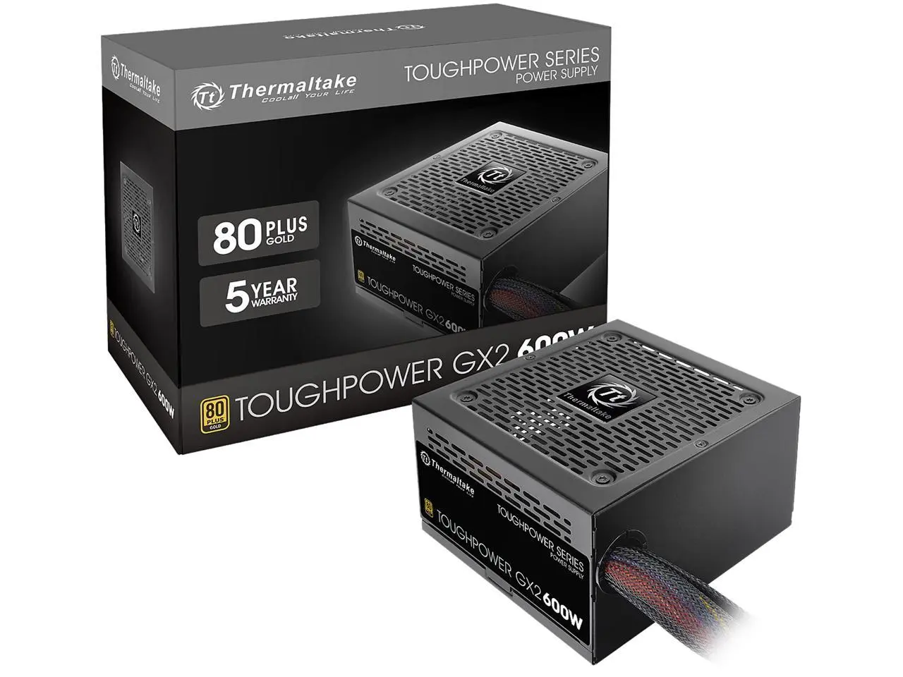 Thermaltake Toughpower GX2 80+ Gold 600W SLI/Crossfire Ready Continuous Power ATX 12V V2.4/EPS V2.92 Non Modular Power Supply 5 Year Warranty PS-TPD-0600NNFAGU-2