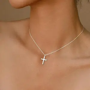 925 sterling silver plated gold crucifix pendant necklace, family faith necklace, cross necklace.mom gifts