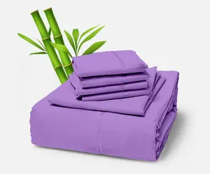 6 Piece Premium Bamboo Sheet Set with Deep Pockets 50 Colors 2200 Count Soft Comfortable Bedding for Restful Sleep Vibrant Purple
