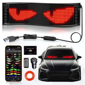 Fuallwin 2PCS Bluetooth Controlled LED Devil Eyes Sign,Flex LED Display for Car, LED Sign for Car,Suitable for Windows of Cars and Small to Medium-Sized Trucks.Wireless Bluetooth LED Matrix Sign Illuminated Emblem ojos led para carro luces led para carro