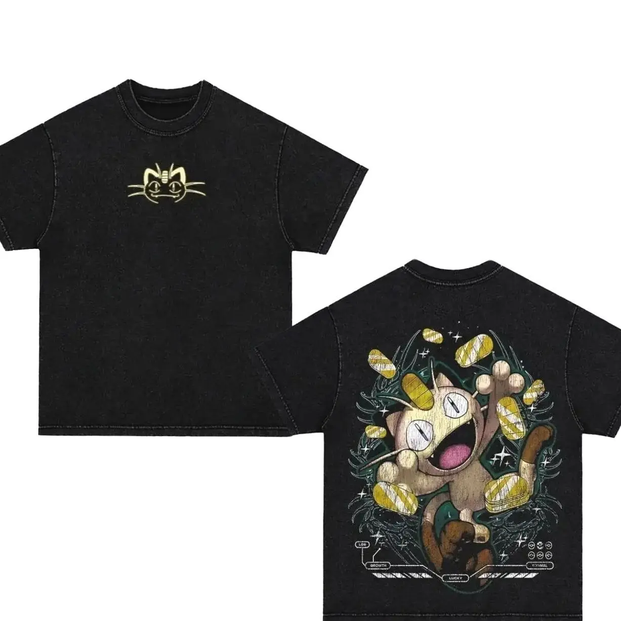 [Flash Sale 55%] Vintage Meowth   T-Shirt Unisex Oversized Anime Manga T-Shirt Heavyweight Cotton Tee for Anime Fans, Pocket Monster merch, T-shirt anime gift, Anime Streetwear, graphic tees I