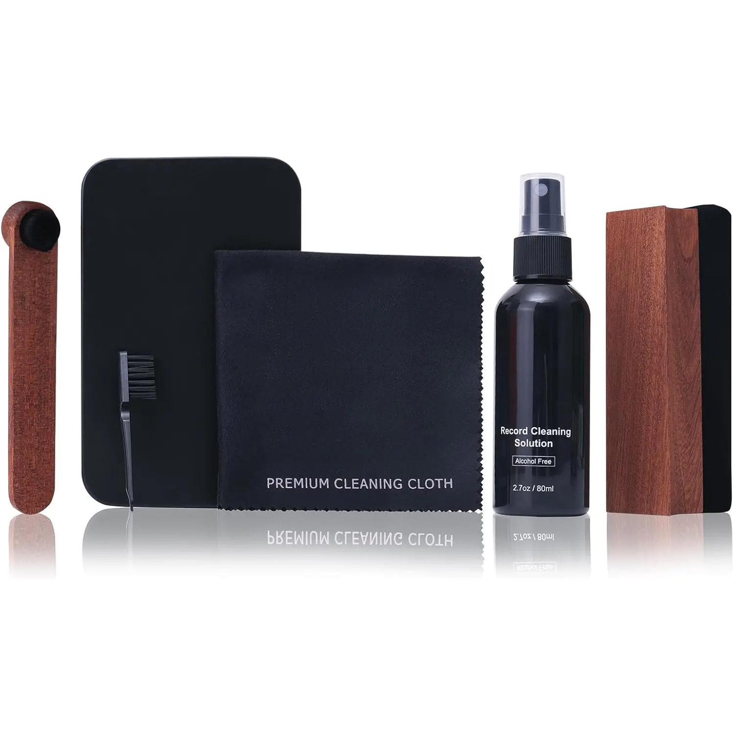 Vinyl Record Cleaning Kit|Complete 6-in-1 Vinyl Record Cleaner Kit for Albums|Includes Soft  Vinyl Record Brush,LP Cleaning Liquid,Stylus Brush,Nylon Brush,Microfiber Cloth & Storage Box