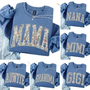 [Indigo Blue] Custom Mama Sweatshirt, Mothers Day Gift, Personalized Grandma Sweatshirt, Gigi Sweatshirt, Grammy Mimi Nonny Mommy Honey Shirt