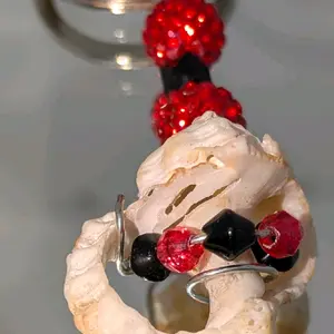 Handmade Florida Shell One-of-a-Kind Local Sparkly Beaded Coastal Accessory with Red & Black Beads