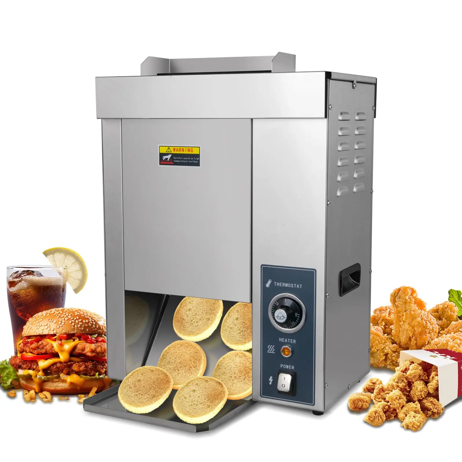 Hakka Vertical Hamburger Toasting Machine Automatic Chain Type Toaster Heater, EGO temperature control, 2000W
