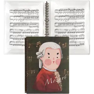 Sheet Music Folder Durable Sheet Music Binder with Thick Pages Flexible Sheet Music Organizer for Easy Page Turning Spiral Binder for A4 Manuscript Storage (Mozart)