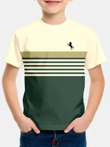 Boys' Summer 3D Digital Print Striped Horse Pattern T-Shirt, Breathable Casual Fit, Outdoor Sports & Daily Wear, Perfect Gift