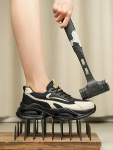 Women's Contrast Mesh Lace Up Low Top Work Shoes, Lightweight Breathable Anti-slip Safety Shoes, Comfortable Non-slip Shoes for Work & Daily Wear, Walking Shoes