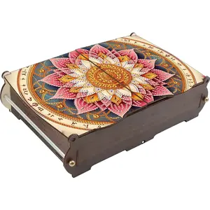 DIY Diamond Art Wooden Box Diamond Painting Wooden Storage Box DIY 5D Craft Jewelry Box for Jewelry & Crafts Organization