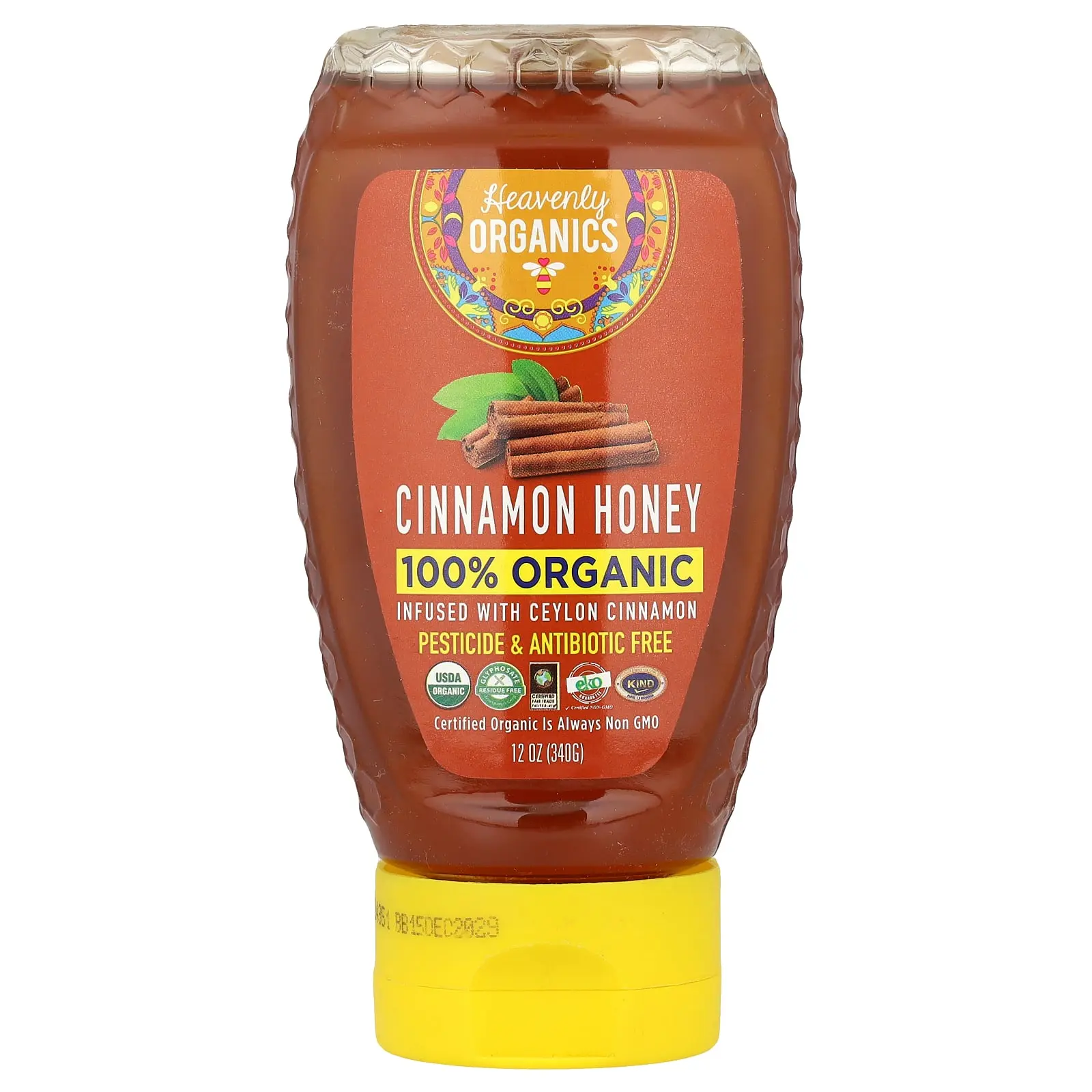 Heavenly Organics 100% Organic Cinnamon Honey, 12 oz (340 g)