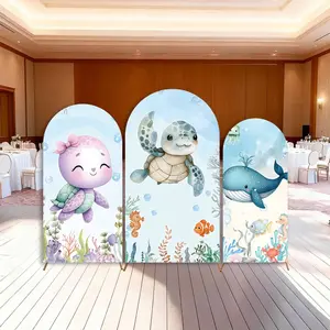 15-day Delivery Under the Sea Birthday Backdrop Arch Cover Baby Girl Boy Ocean Party Summer Decor