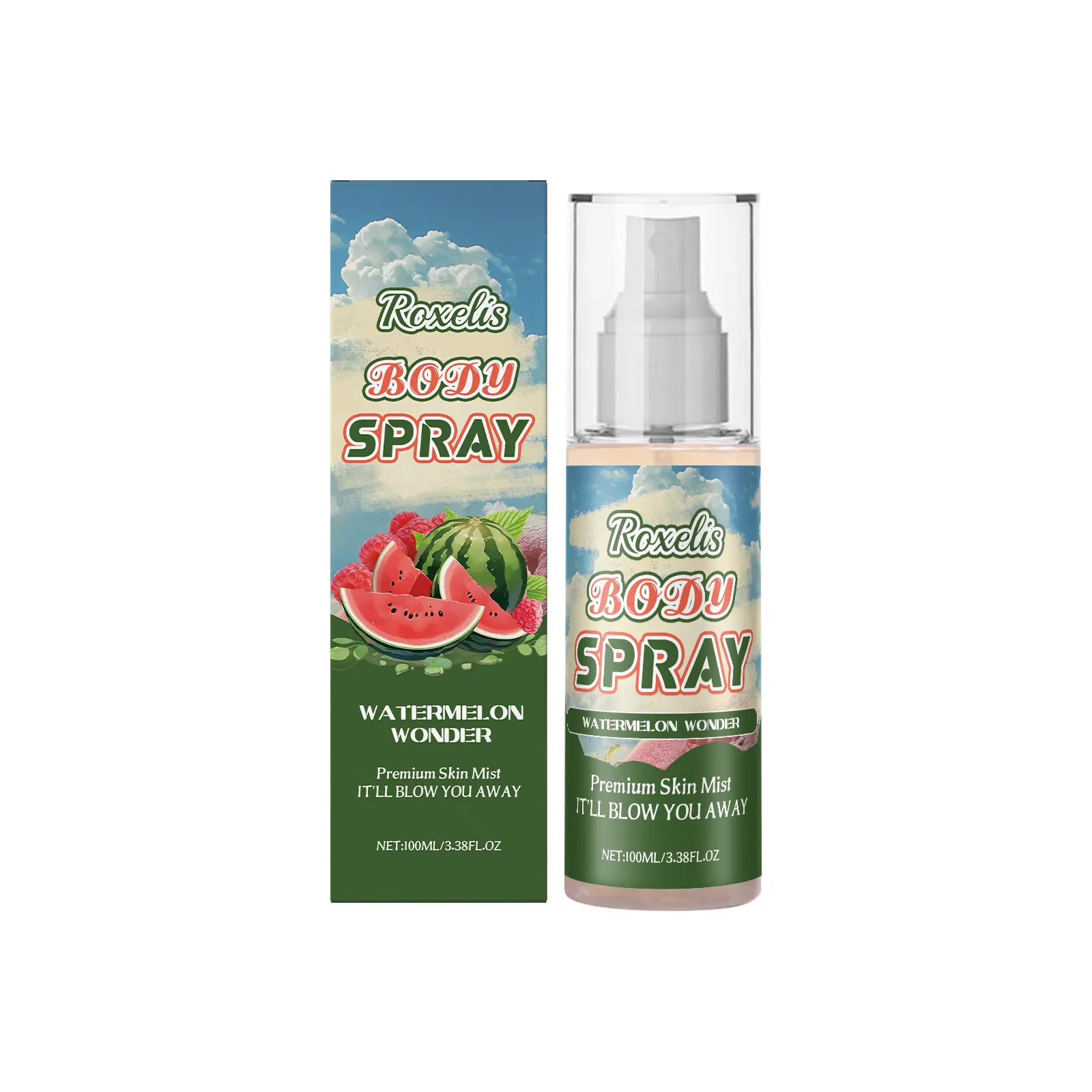 Roxelis Body Fragrance Spray Women's Fragrance Spray Watermelon Fruit Fragrance Soft And Elegant Long Lasting Fragrance Spray