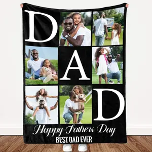 DIYKST Personalized Gifts for Dad Fathers Day Blanket from Daughter, Customized Blanket with Photos to My Dad Gifts from Daughter Son Wife, Custom Blanket with Pictures Text