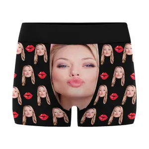 BARLEY ONE Click “Shop Chat”, Send Photos, Custom Face Mens Boxer Briefs Personalized Underwear with Photo Picture Customized Boxers Gifts for Boyfriend Husband Him, 01