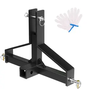 3 Point Quick Hitch 2 Inch Receiver Adapter with Gloves, Compatible with Category 1 Tractors, Tractor Hitch Receiver for Farm Equipment and Subcompact Hitch Attachments