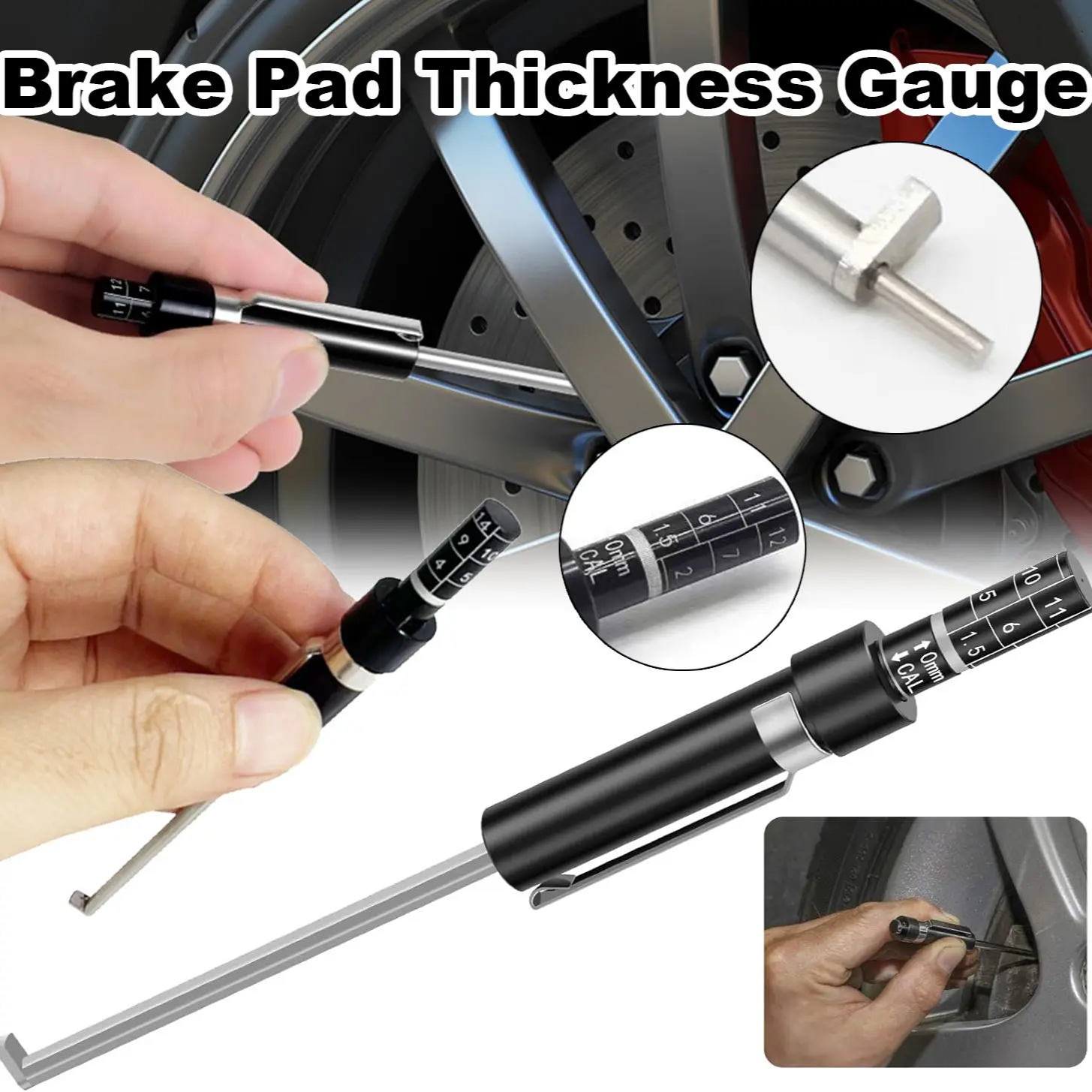 High Precision Brake Pad Thickness Gauge, Professional Measurement Tool, Car Repair Tools, Automotive Inspection Tools, Clear Scale, Easy Operation, for Cars, Suvs, Light Trucks