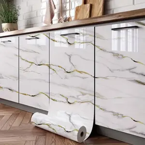 Marble Pattern Self-adhesive Wallpaper, Waterproof & Oil-proof Wall Sticker, Removable Wall Decal for Kitchen, Bathroom, Countertop & Cabinet Refurbishment