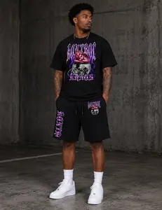 Men's Casual Kontrol Khaos Shorts & Top Set, Menswear Clothing Set for Daily Wear